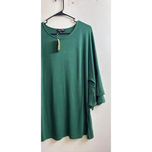 Suzanne Betro Hunter Green Ruffle Tunic Large - Picture 4 of 6